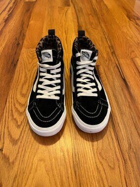 VANS | Black Suede Leopard Print High-Tops - EUC